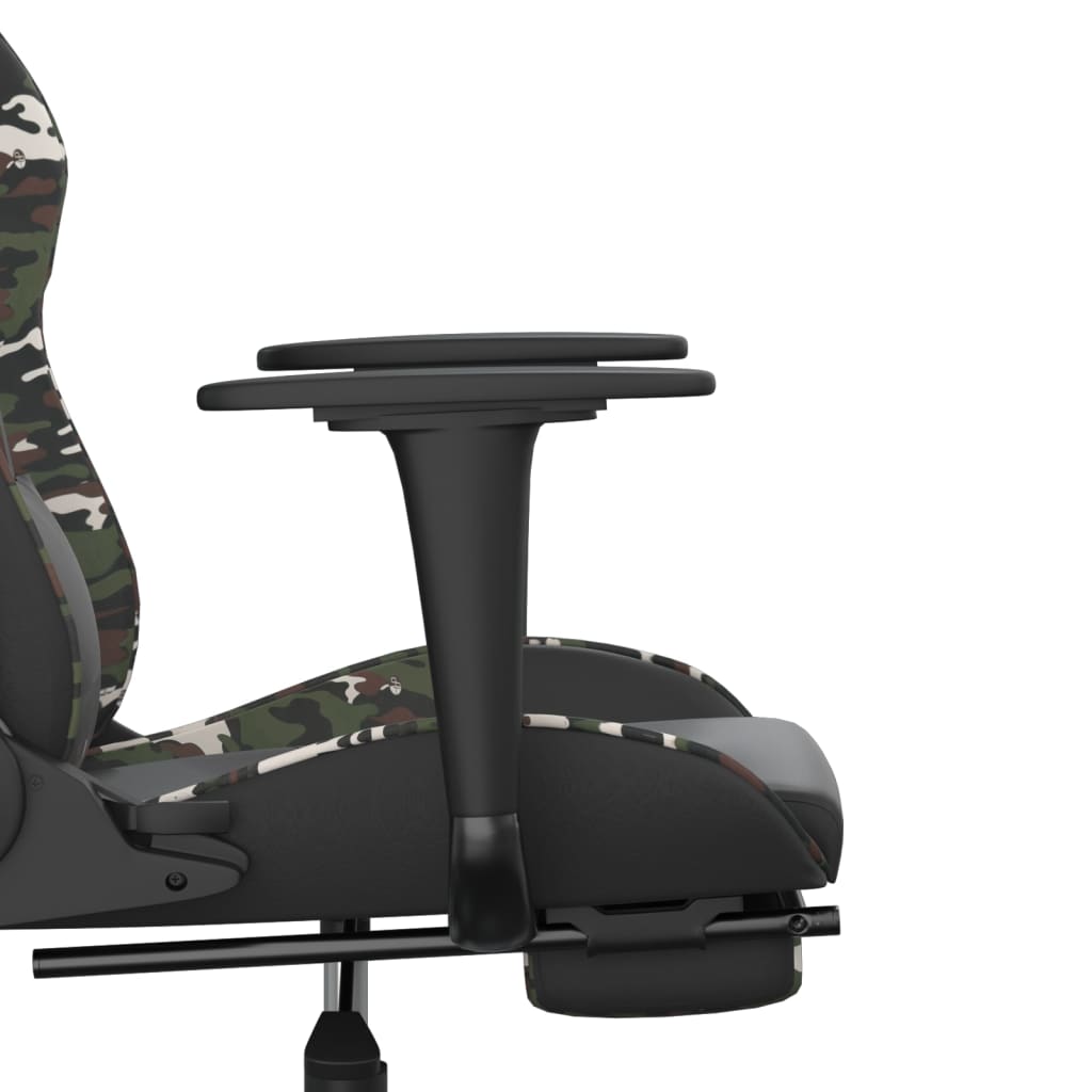gamingstol med fodstøtte kunstlæder sort og camouflage
