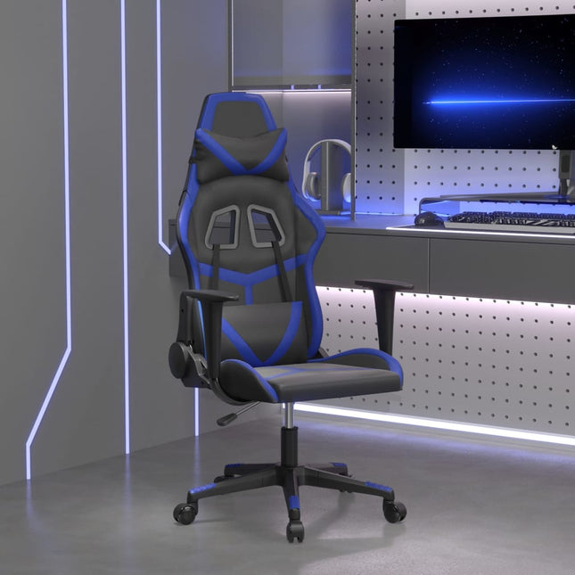 gamingstol kunstlæder sort og blå