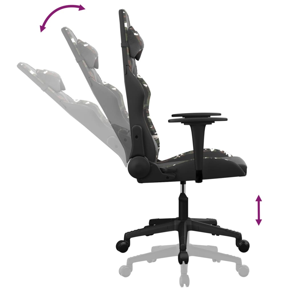 gamingstol kunstlæder sort og camouflage