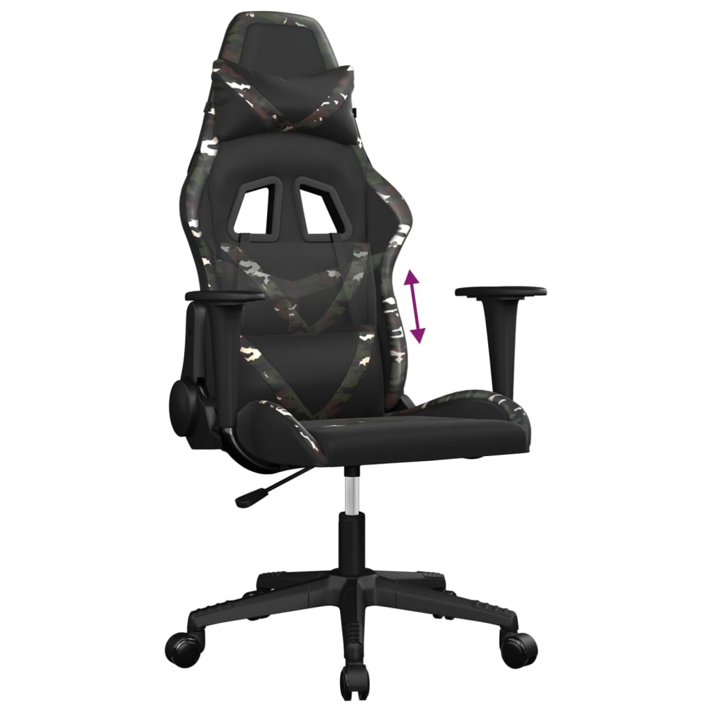 gamingstol kunstlæder sort og camouflage