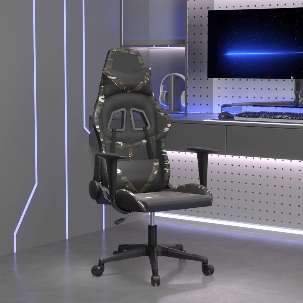 gamingstol kunstlæder sort og camouflage
