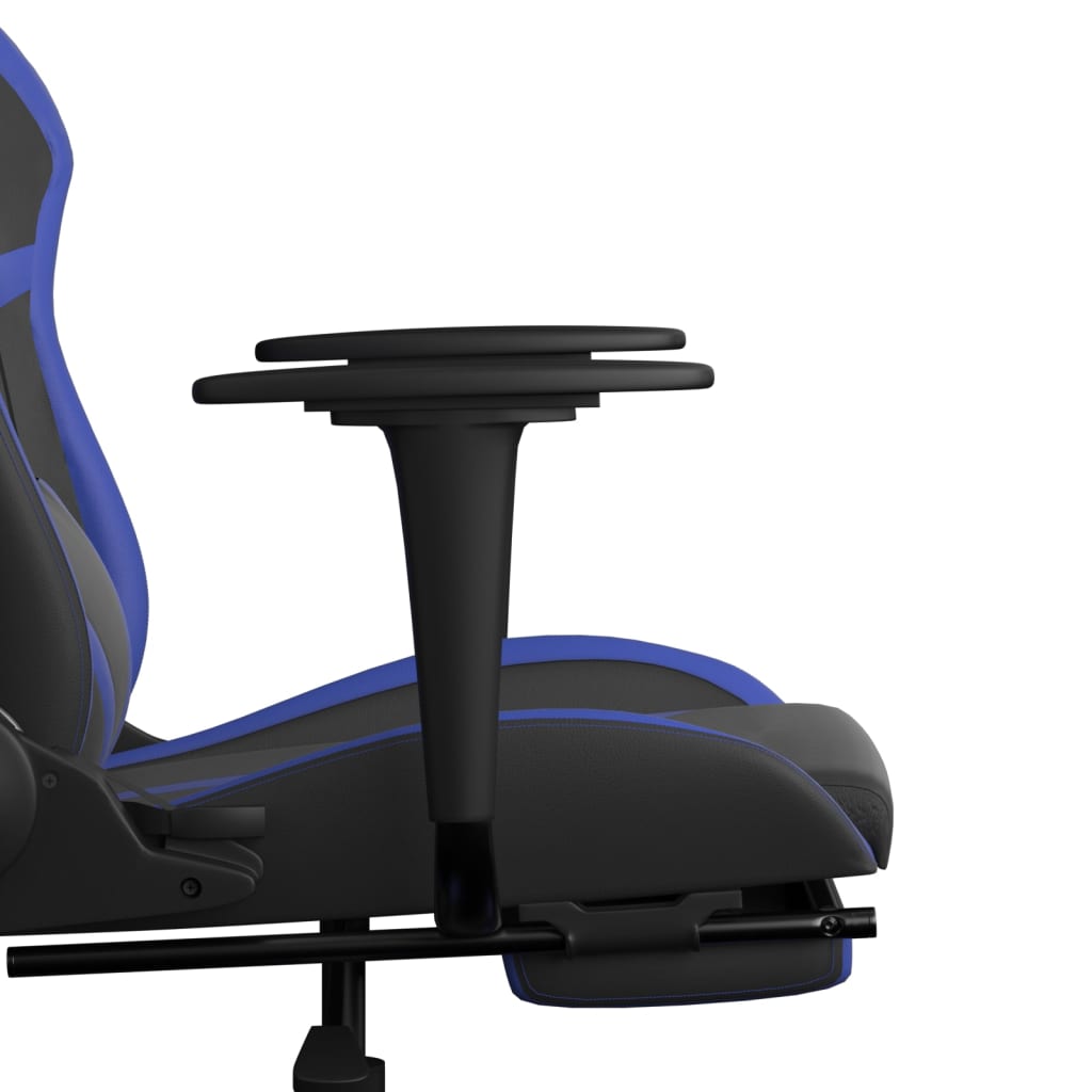 gamingstol med fodstøtte kunstlæder sort og blå