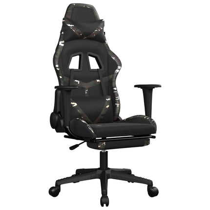 gamingstol med fodstøtte kunstlæder sort og camouflage
