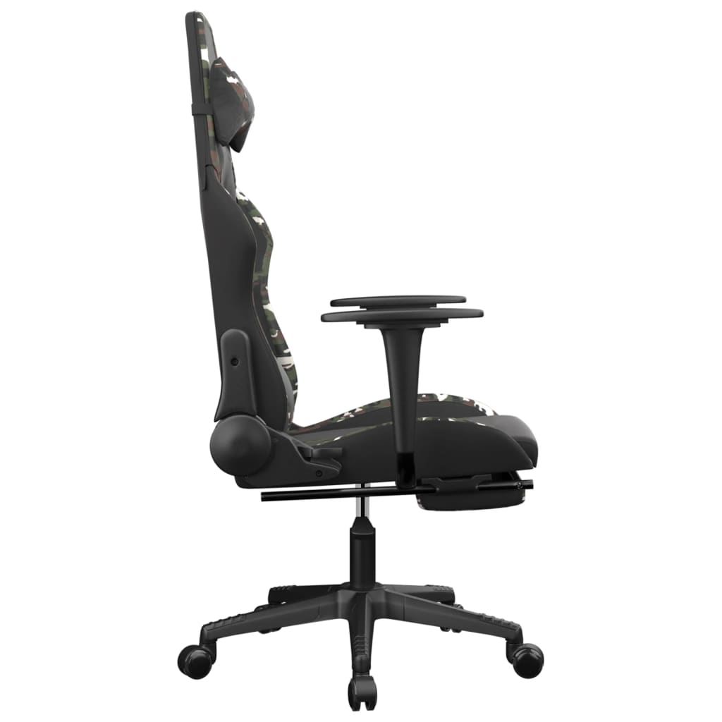 gamingstol med fodstøtte kunstlæder sort og camouflage