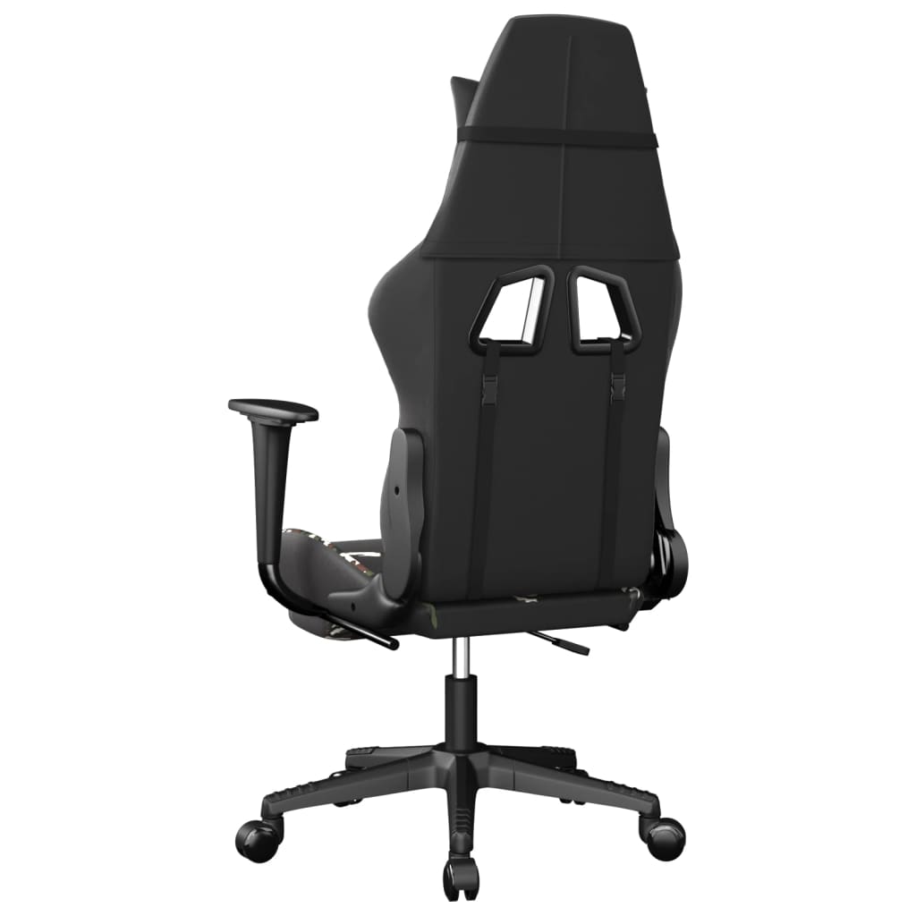 gamingstol med fodstøtte kunstlæder sort og camouflage