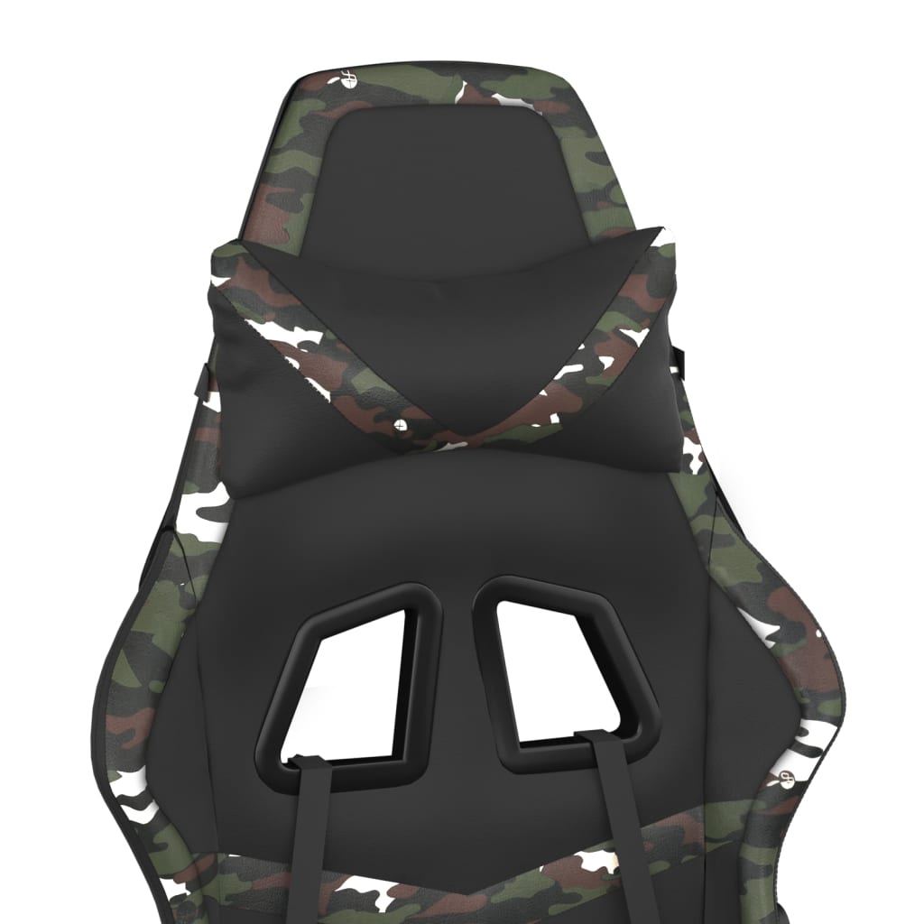 gamingstol med fodstøtte kunstlæder sort og camouflage