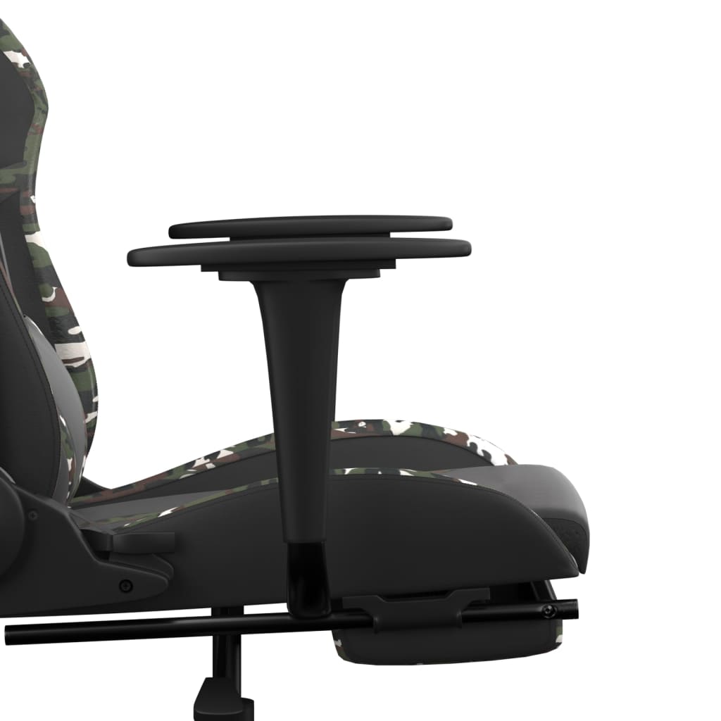 gamingstol med fodstøtte kunstlæder sort og camouflage