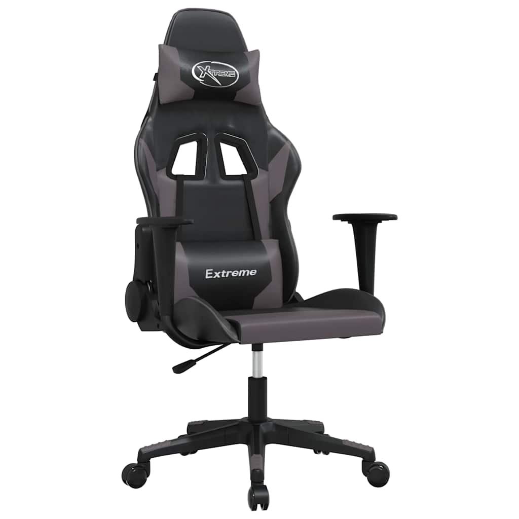 gamingstol kunstlæder sort og grå