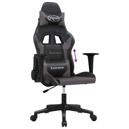 gamingstol kunstlæder sort og grå