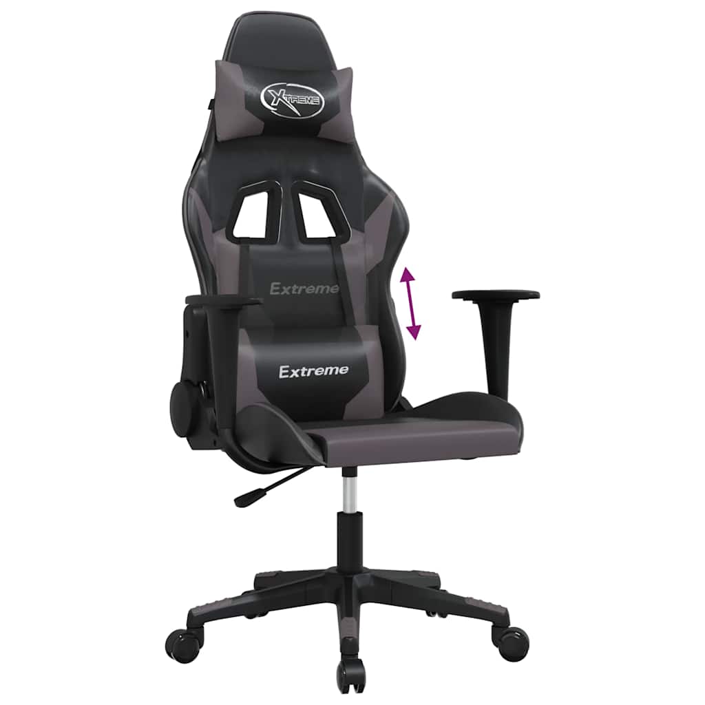 gamingstol kunstlæder sort og grå