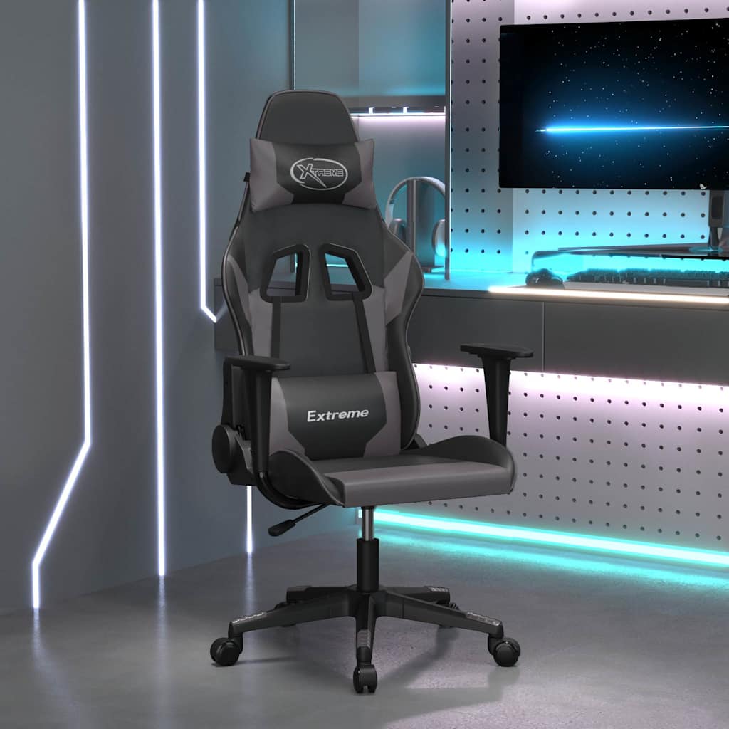 gamingstol kunstlæder sort og grå