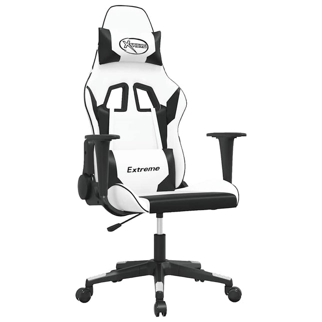 gamingstol kunstlæder hvid og sort