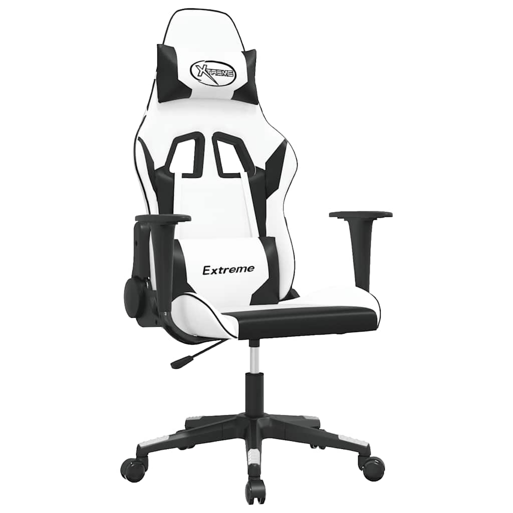 gamingstol kunstlæder hvid og sort