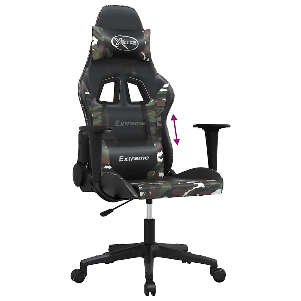 gamingstol kunstlæder sort og camouflage