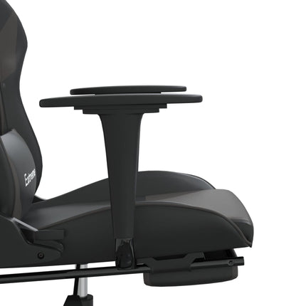 gamingstol med fodstøtte kunstlæder sort og grå