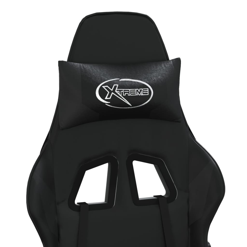 gamingstol med fodstøtte kunstlæder sort