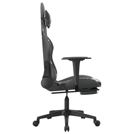 gamingstol med fodstøtte kunstlæder sort og camouflage