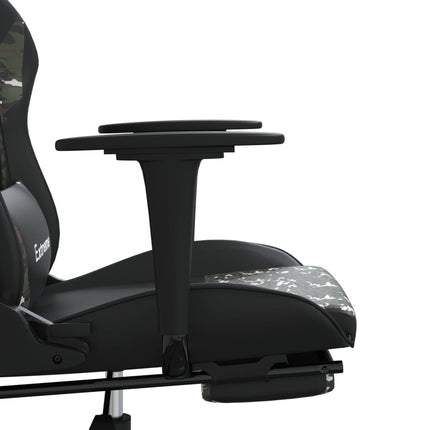 gamingstol med fodstøtte kunstlæder sort og camouflage