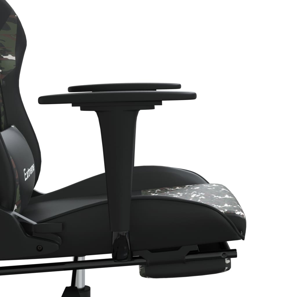 gamingstol med fodstøtte kunstlæder sort og camouflage