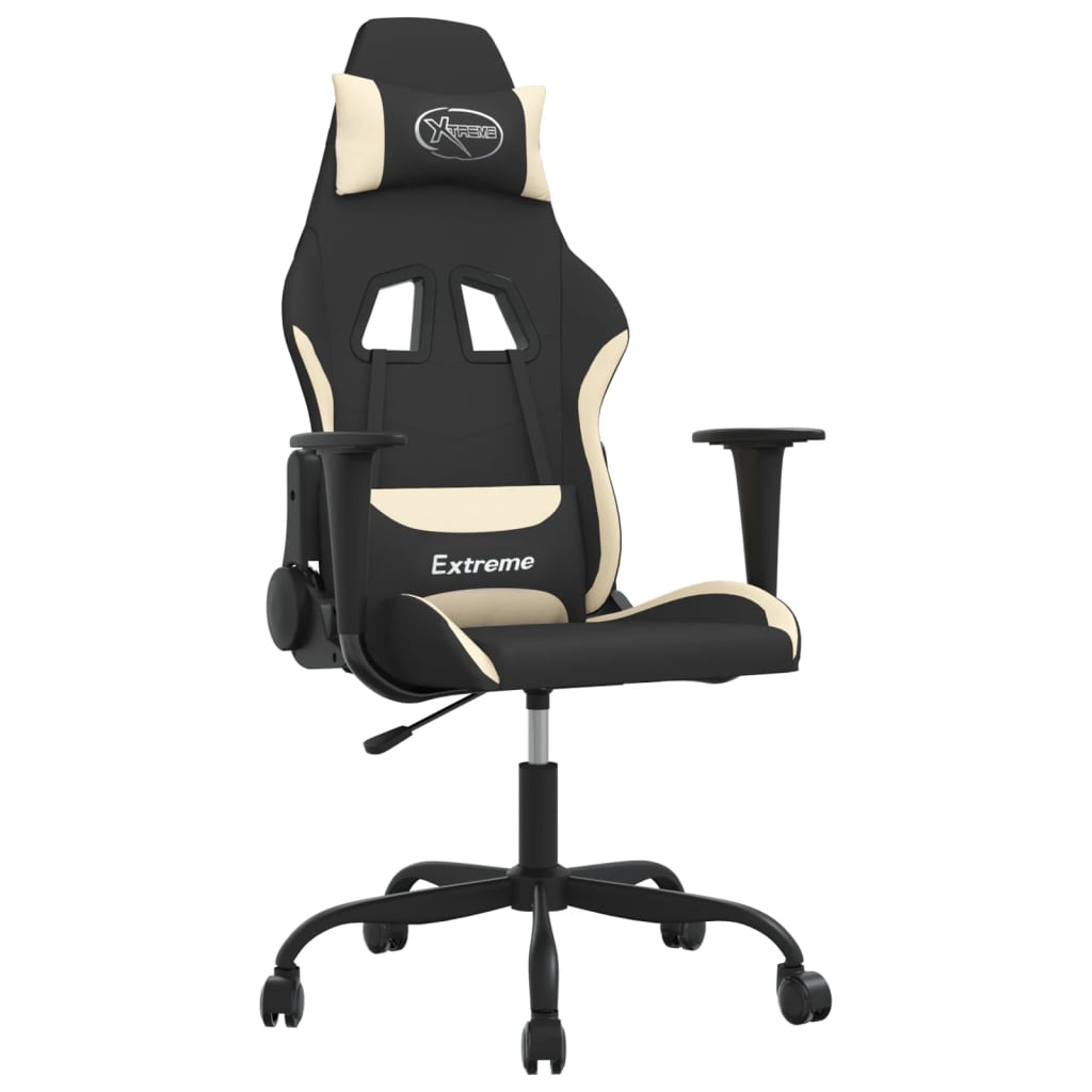 gamingstol stof sort og cremefarvet