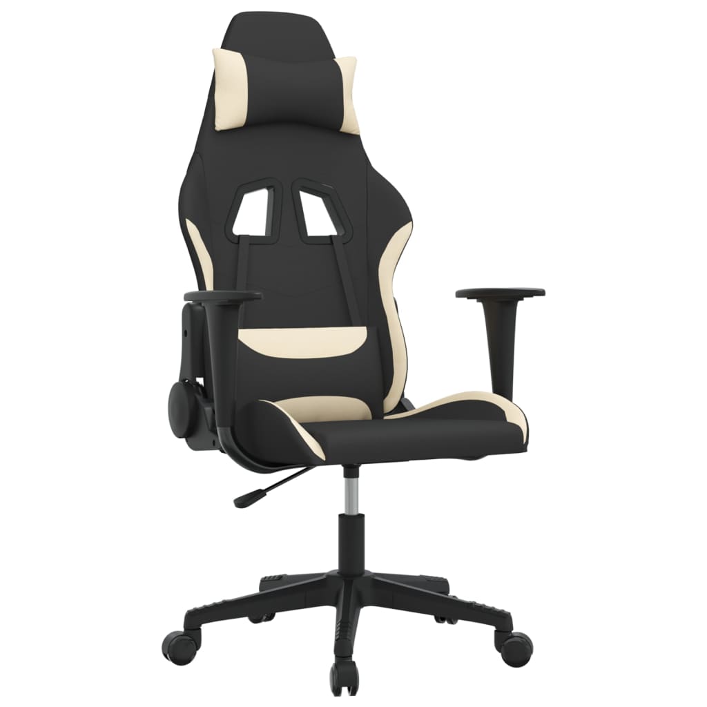 gamingstol stof sort og cremefarvet