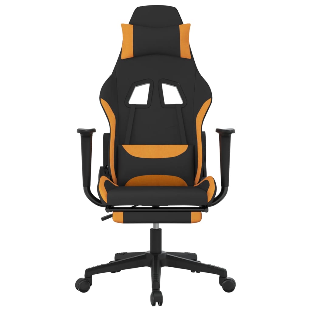 gamingstol med fodstøtte stof sort og orange