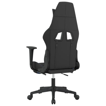 gamingstol med fodstøtte stof sort og blå
