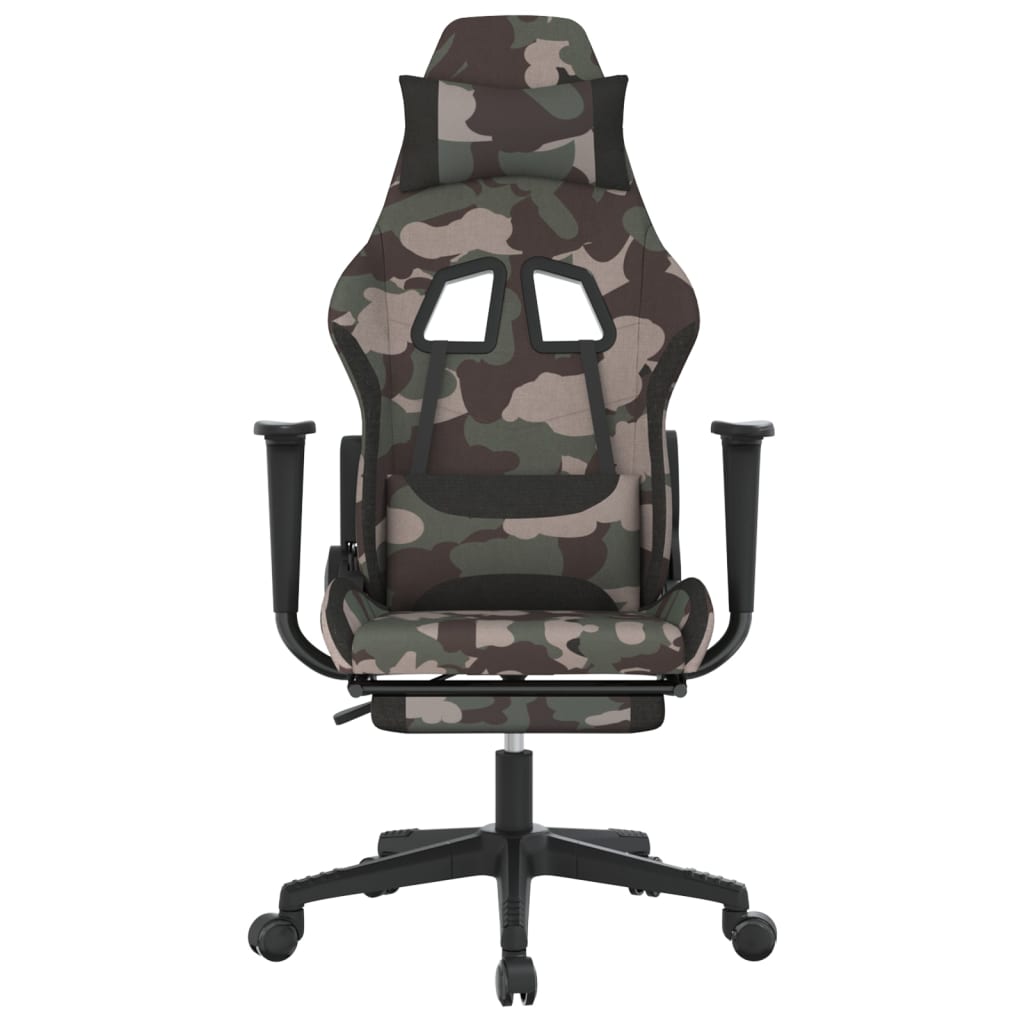gamingstol med fodstøtte stof camouflage og sort