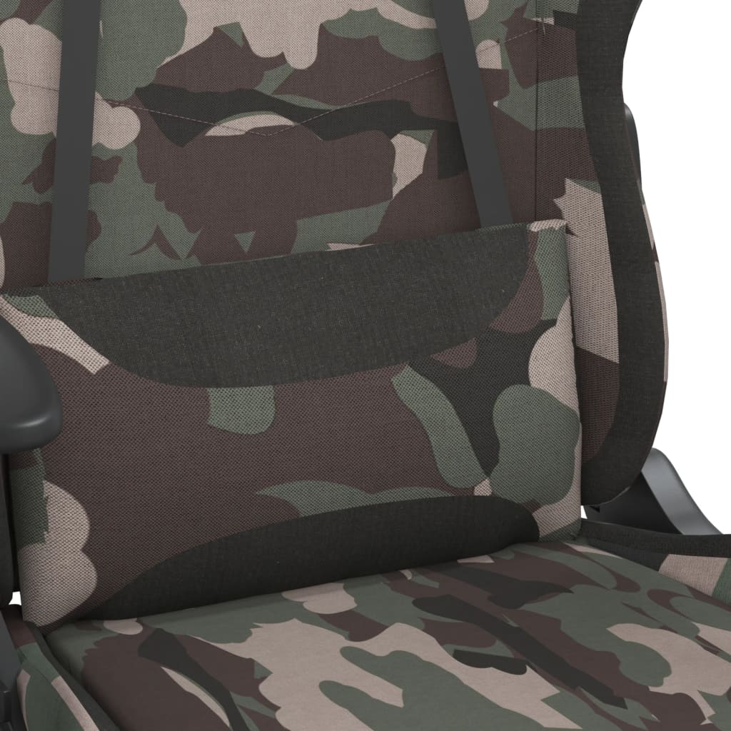 gamingstol med fodstøtte stof camouflage og sort
