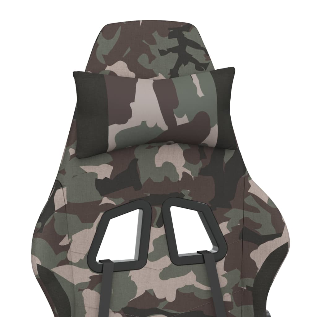 gamingstol med fodstøtte stof camouflage og sort