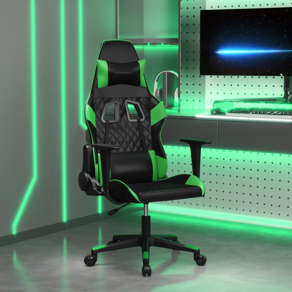 gamingstol kunstlæder sort og grøn