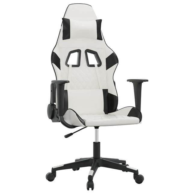 gamingstol kunstlæder hvid og sort