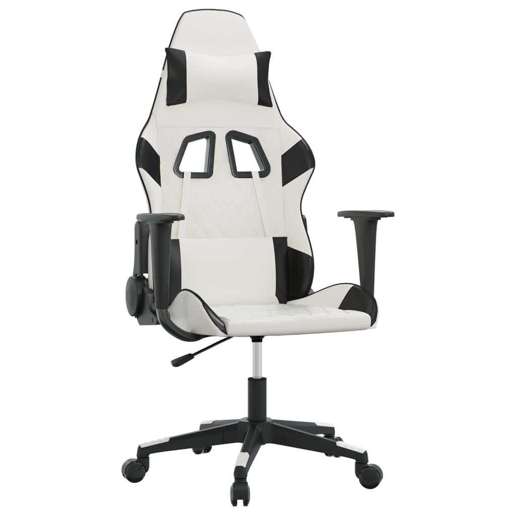 gamingstol kunstlæder hvid og sort