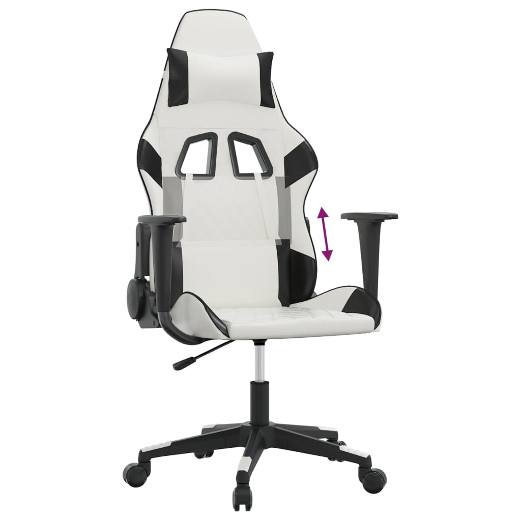 gamingstol kunstlæder hvid og sort