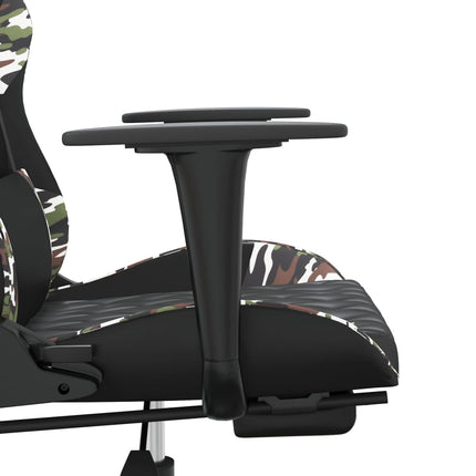 gamingstol med fodstøtte kunstlæder sort og camouflage