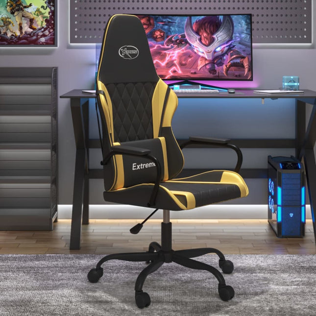 gamingstol kunstlæder sort guldfarvet