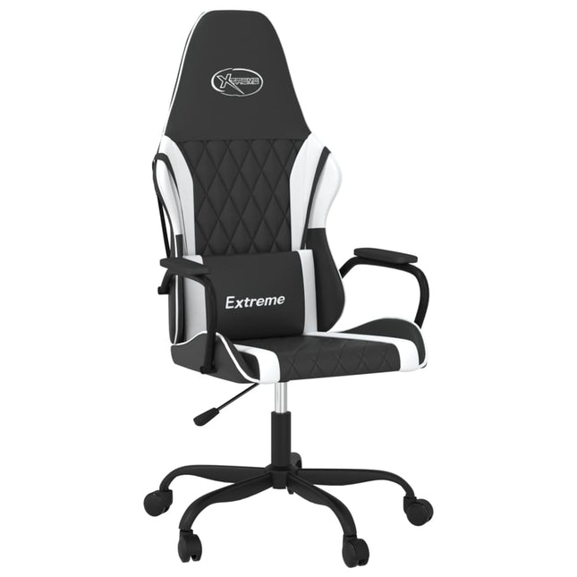 gamingstol kunstlæder sort og hvid