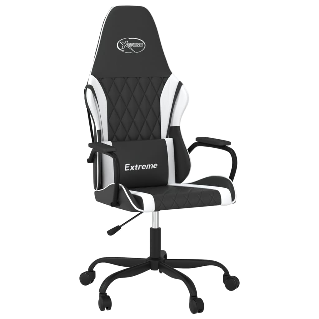 gamingstol kunstlæder sort og hvid