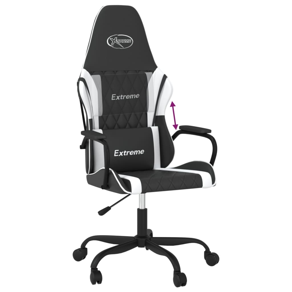 gamingstol kunstlæder sort og hvid