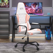 gamingstol kunstlæder hvid og lyserød