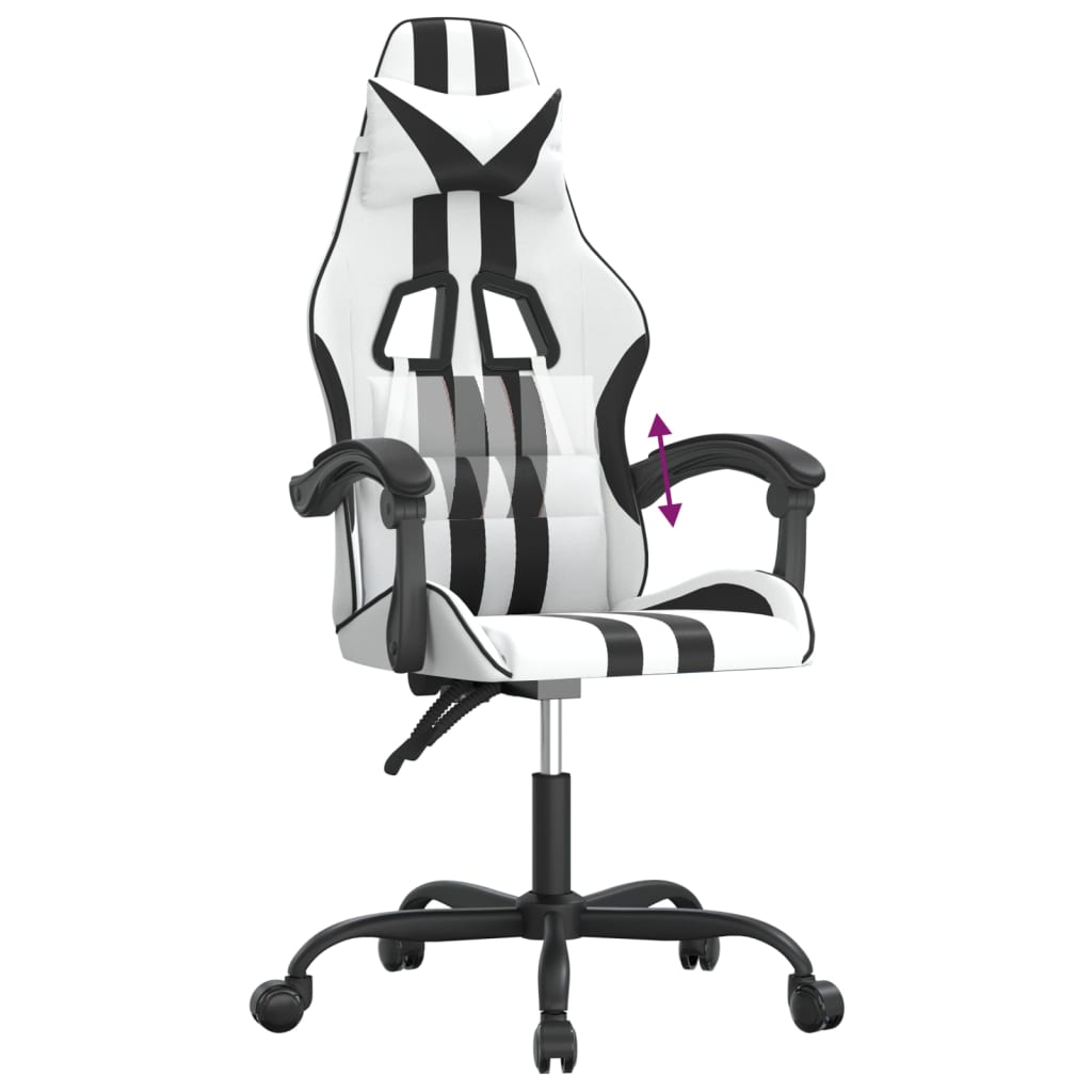 gamingstol kunstlæder hvid og sort