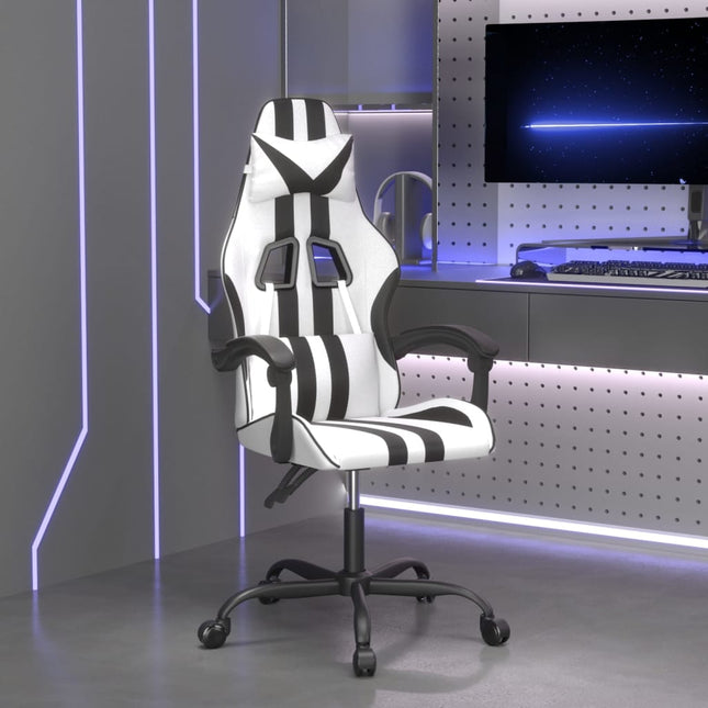 gamingstol kunstlæder hvid og sort