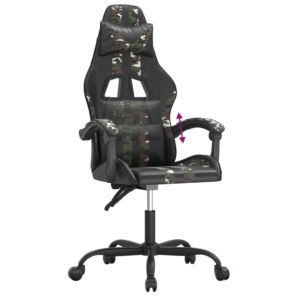 gamingstol kunstlæder sort og camouflage