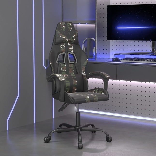 gamingstol kunstlæder sort og camouflage