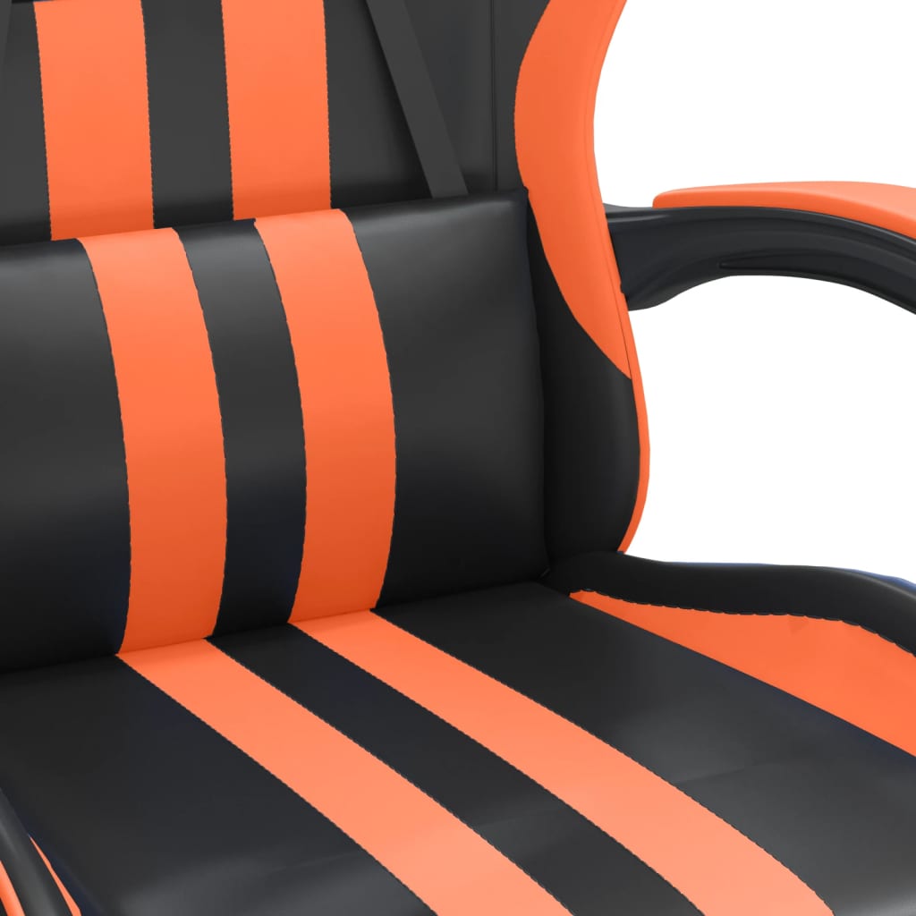 gamingstol med fodstøtte kunstlæder sort og orange