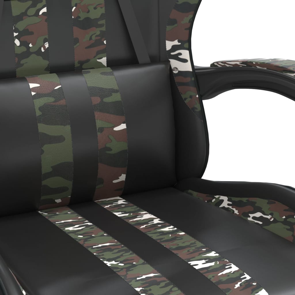 gamingstol med fodstøtte kunstlæder sort og camouflage