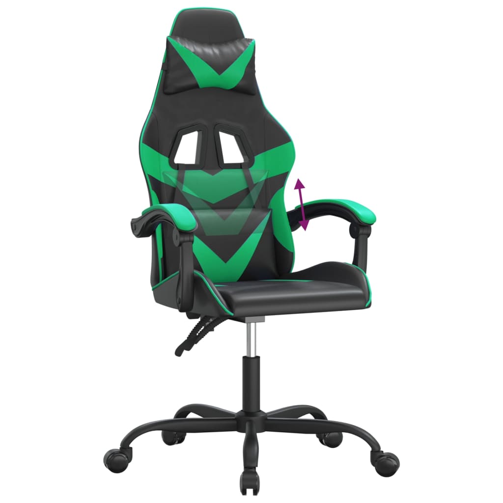 gamingstol kunstlæder sort og grøn