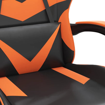 gamingstol med fodstøtte kunstlæder sort og orange