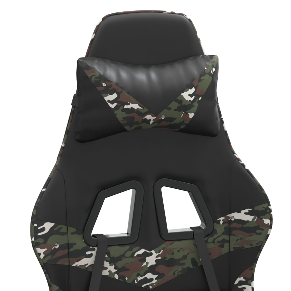 gamingstol med fodstøtte kunstlæder sort og camouflage