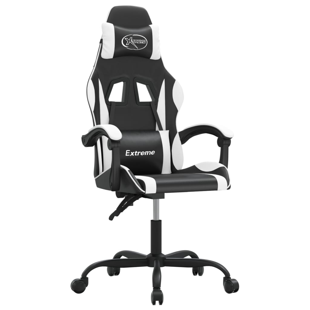 gamingstol kunstlæder sort og hvid